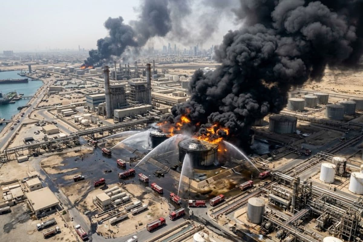Kuwait Oil Complex Fire iran drone attack /Ai Image