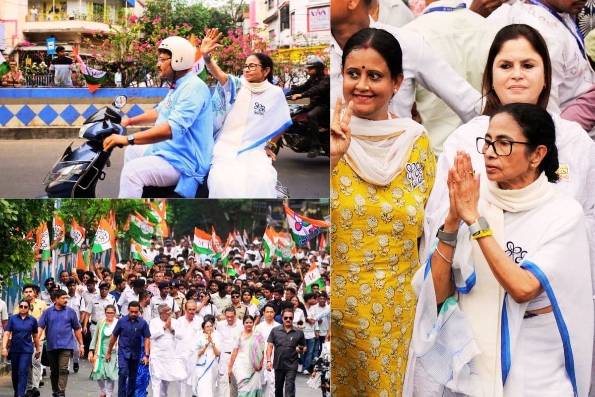 चुनाव प्रचार के आखिरी दिन दक्षिण कोलकाता में ममता बनर्जी की मेगा पदयात्रा, भवानीपुर में दिखा जनसैलाब, देखें तस्वीरें