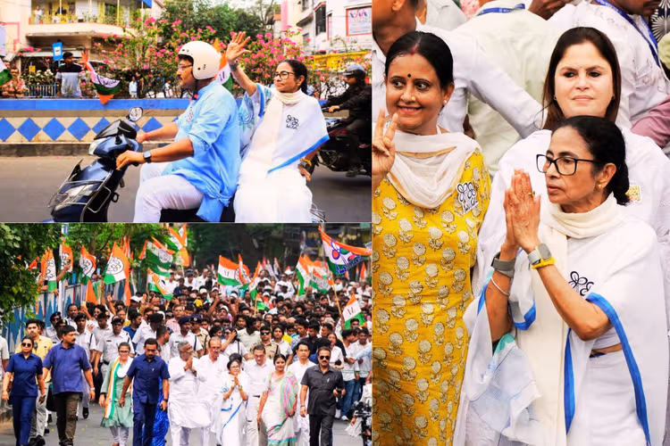 चुनाव प्रचार के आखिरी दिन दक्षिण कोलकाता में ममता बनर्जी की मेगा पदयात्रा, भवानीपुर में दिखा जनसैलाब, देखें तस्वीरें