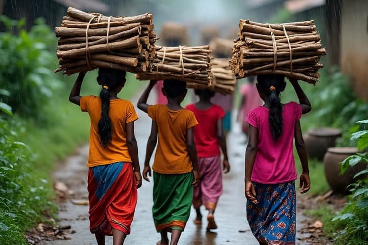 Motihari: आंधी-बारिश के बाद भीगी लकड़ियां बटोरते दिखे बच्चे, सामने आई गरीबी की तस्वीर