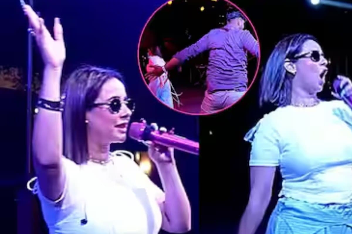 Sunanda Sharma Concert live ghaziabad stage breach fan incident video viral Sunanda Sharma Concert live ghaziabad stage breach fan incident video viral