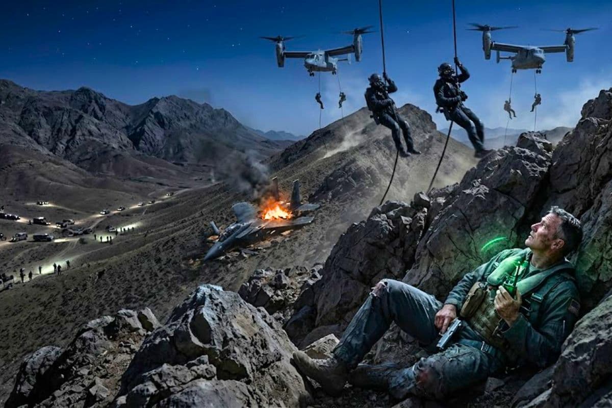 US Airman Rescue Iran mountains survival pistol Ai Image