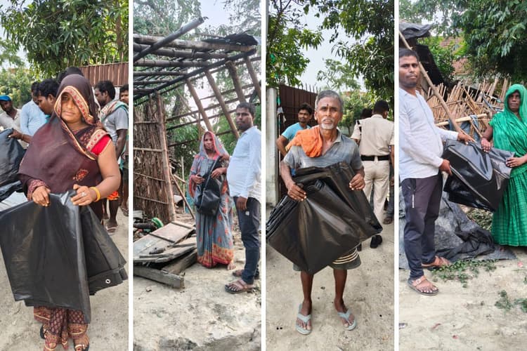 Darbhanga News: आंधी-पानी से उजड़े आशियाने, प्रशासन ने 55 परिवारों को बांटी पॉलीथिन शीट