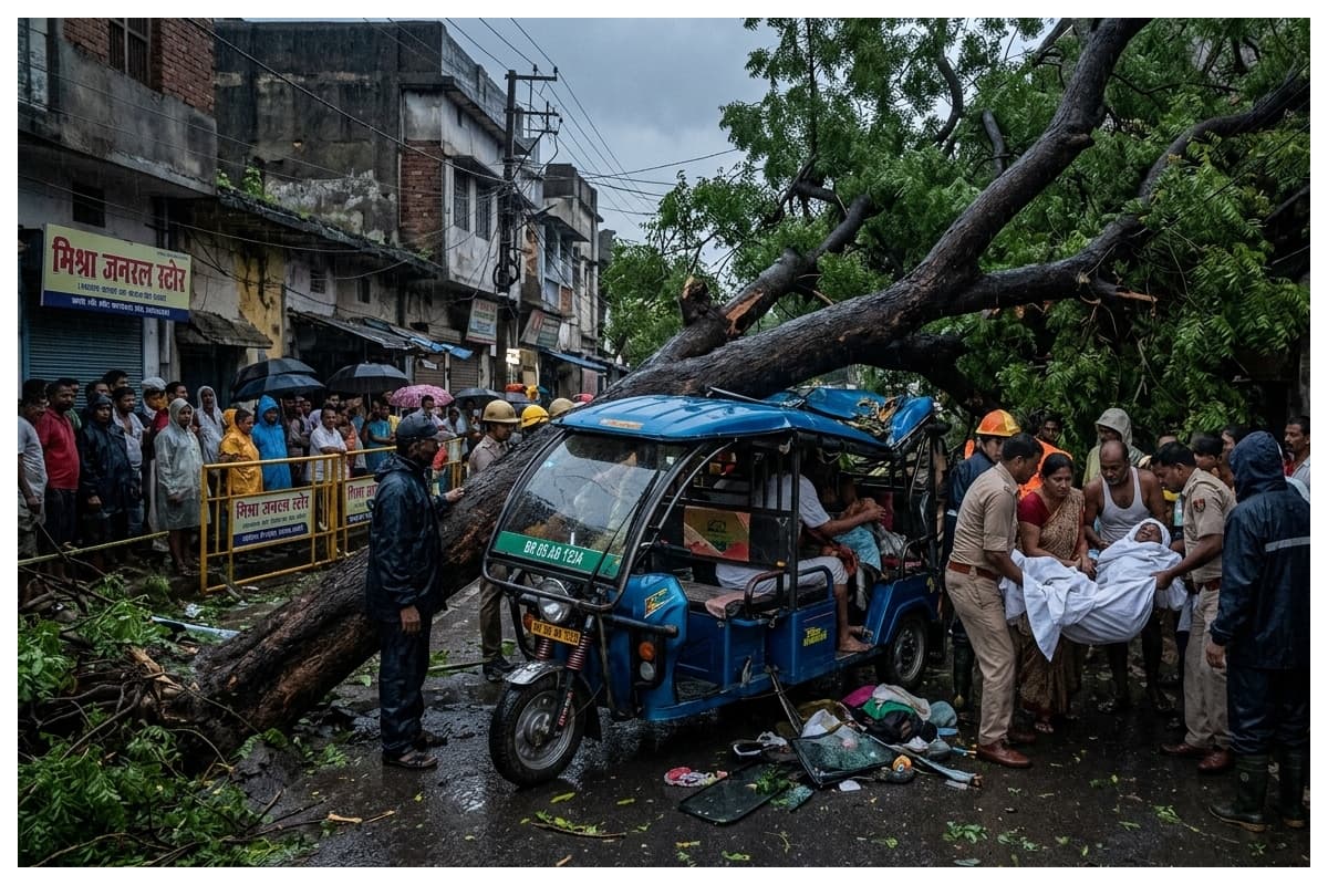 Motihari: Two people died after a tree fell on an e-rickshaw during a storm