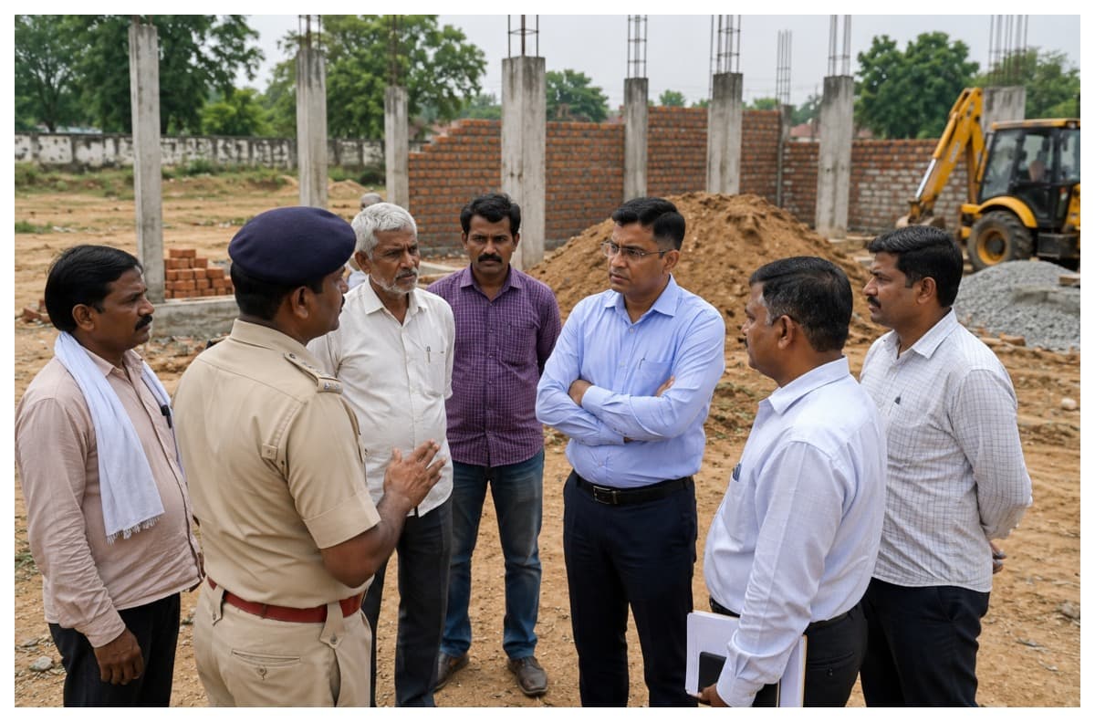 Samastipur News sarairanjan-bhagwatpur-cremation-ground-dispute-panchayat-bhawan-construction-halted