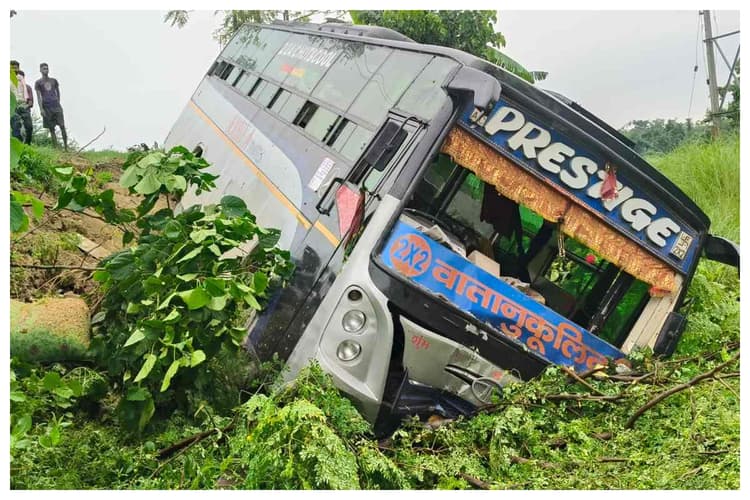 Sheohar News: बारिश की गीली मिट्टी ने बिगाड़ा खेल सुंदरपुर पुल के पास बिजली के खंभे से टकराकर पलटी यात्री बस