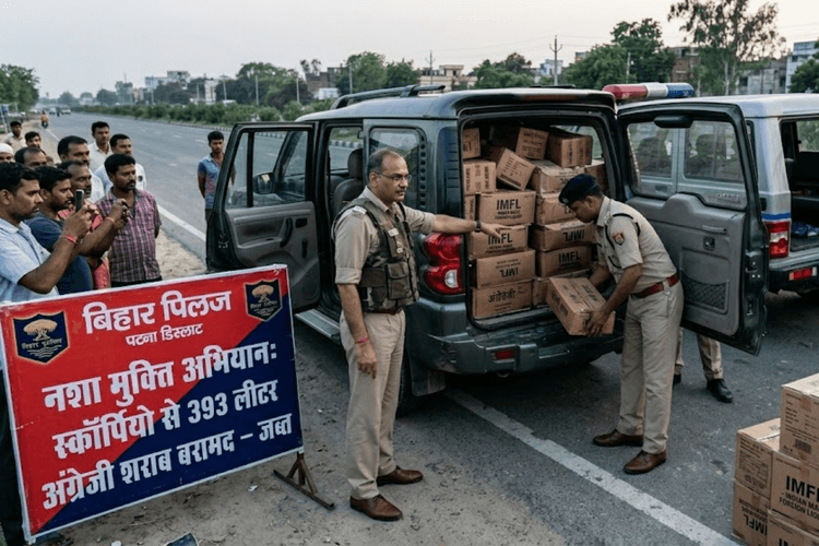 नेउरा पुलिस की बड़ी कार्रवाई, स्कॉर्पियो से 393 लीटर अंग्रेजी शराब बरामद, अभियान में मिली सफलता