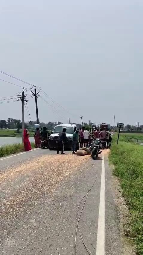 खगड़िया में ट्रैक्टर की टक्कर से बिजली पोल क्षतिग्रस्त