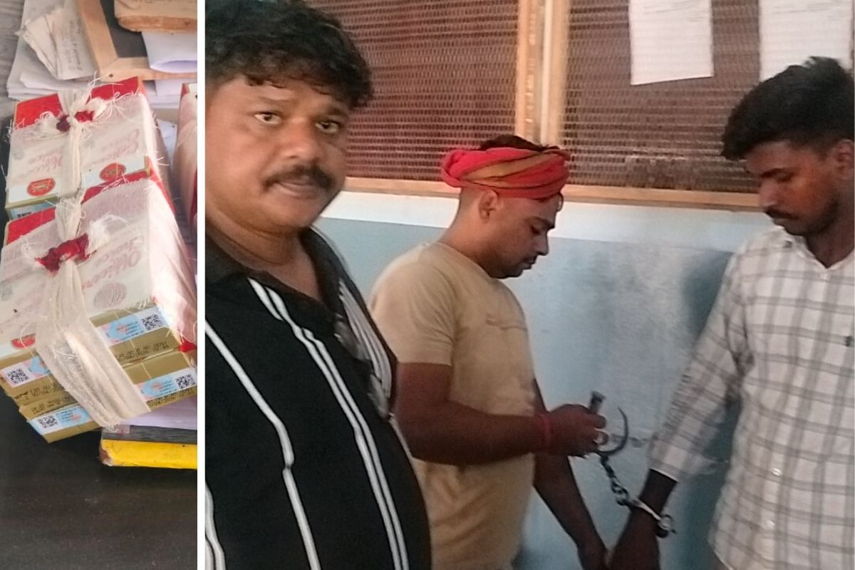 सूर्यगढ़ा बाजार में 70 लीटर विदेशी शराब के साथ बाइक सवार तस्कर गिरफ्तार