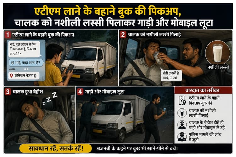Muzaffarpur News: एटीएम लाने के बहाने बुक की पिकअप, चालक को नशीली लस्सी पिलाकर गाड़ी और मोबाइल लूटा