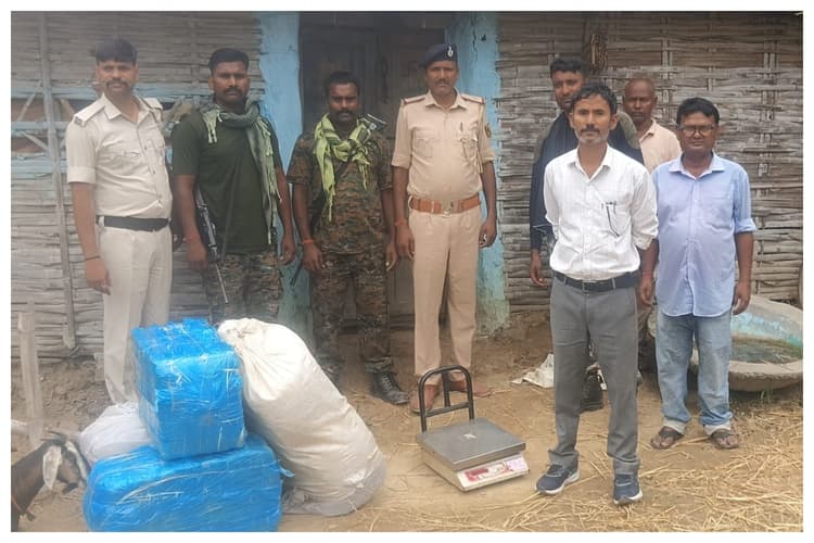 Madhubani News: मधुबनी में पुलिस की बड़ीकार्रवाई:करियौत गांव में भूसे के ढेर से 100 किलो गांजा बरामद