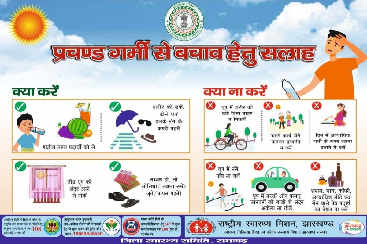 गर्मी और लू से बचाव को लेकर रामगढ़ जिला प्रशासन ने जारी की एडवाइजरी