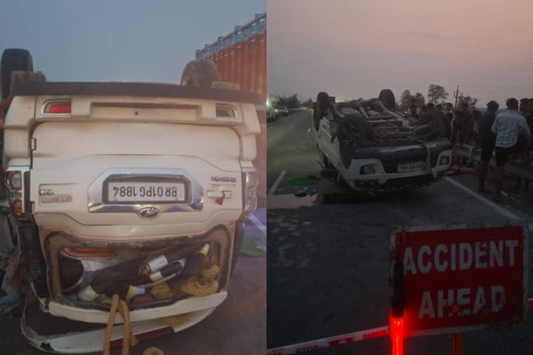 कोचस में सड़क किनारे पलटी तेज रफ्तार स्कॉर्पियो, बाल-बाल बचे लोग, कोई हताहत नहीं