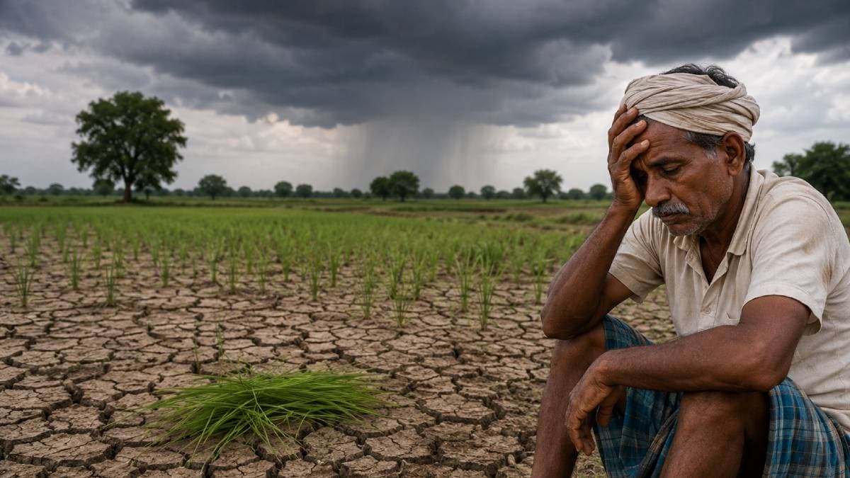 बारिश नहीं होने से किसान परेशान फोटो- AI बारिश नहीं होने से किसान परेशान फोटो- AI