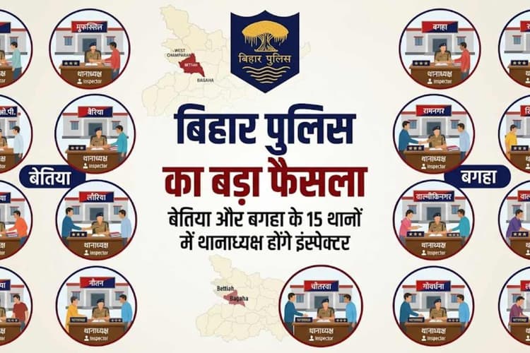Bihar Police Inspectors: बिहार पुलिस का बड़ा फैसला, बेतिया और बगहा के 15 थानों में थानाध्यक्ष होंगे इंस्पेक्टर