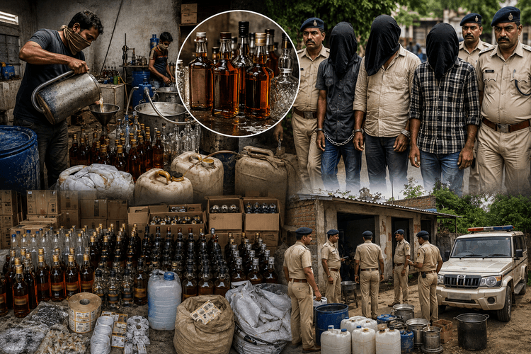 बोचहां में नकली विदेशी शराब फैक्ट्री का भंडाफोड़, तीन गिरफ्तार