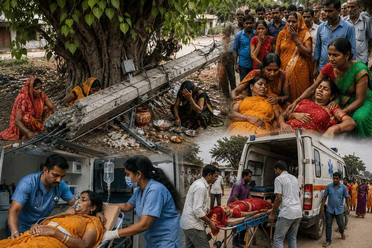 सोमवती अमावस्या पर बड़ा हादसा, पूजा कर रही महिलाओं पर गिरा बिजली का पोल, तीन घायल