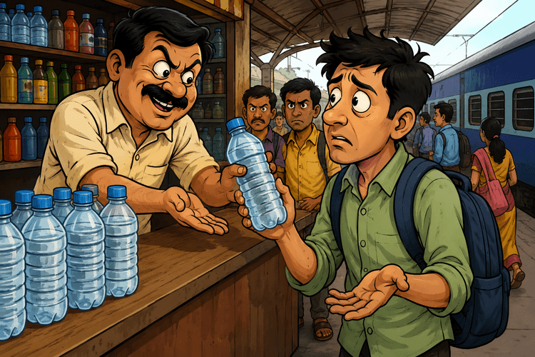 भागलपुर स्टेशन पर यात्रियों से पानी की बोतल पर वसूले जा रहे अधिक पैसे, शिकायत के बावजूद भी मनमानी