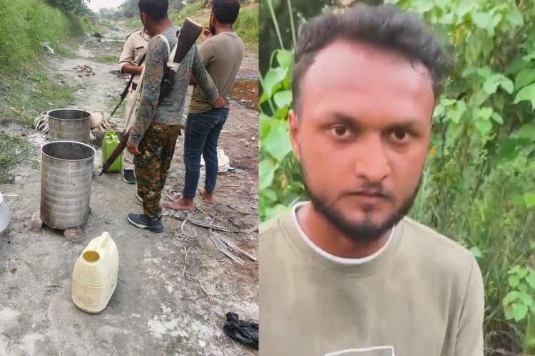 हाजीपुर पुलिस ने छापा मारकर ध्वस्त की अवैध शराब भट्टी, एक को दबोचा