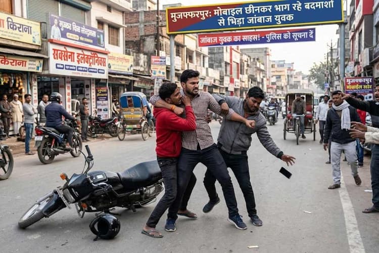 मुजफ्फरपुर: मोबाइल छीनकर भाग रहे बदमाशों से भिड़ा जांबाज युवक, बाइक छोड़कर भागे आरोपी