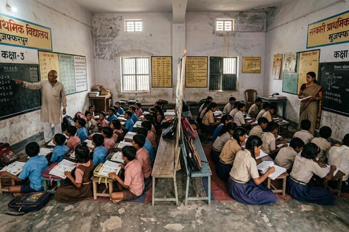 मुजफ्फरपुर: सरकारी स्कूलों में बुनियादी सुविधाओं का टोटा, एक ही हॉल में चल रही हैं दो-दो कक्षाएं