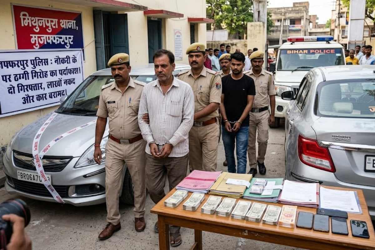 मुजफ्फरपुर: नौकरी के नाम पर ठगी करने वाले गिरोह का पर्दाफाश, कार और नकदी संग दो गिरफ्तार