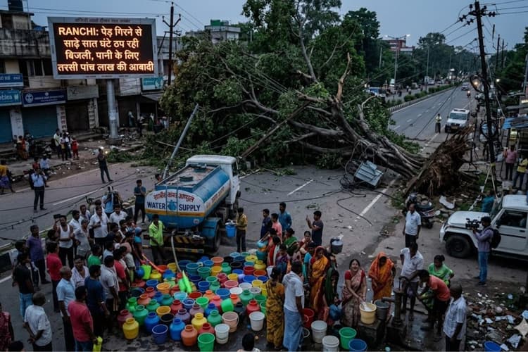 Ranchi: पेड़ गिरने से साढ़े सात घंटे ठप रही बिजली, पानी के लिए तरसी पांच लाख की आबादी