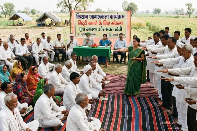 शिवहर: हरनाही में किसान जागरूकता कार्यक्रम आयोजित, मिट्टी बचाने के लिए लिया संकल्प