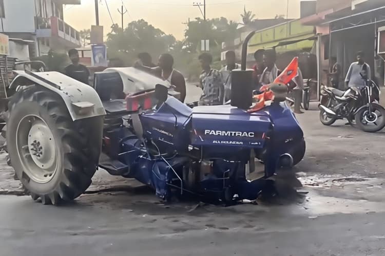 वैशाली में भीषण रोड एक्सीडेंट, तेज रफ्तार डंपर की टक्कड़ में ट्रैक्टर के उड़ गए परखच्चे