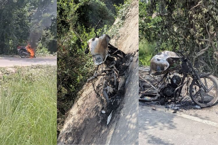 भीषण गर्मी का कहर, सीवान की सड़कों पर चलती बाइक में लगी आग, मिनटों में जलकर हुई खाक