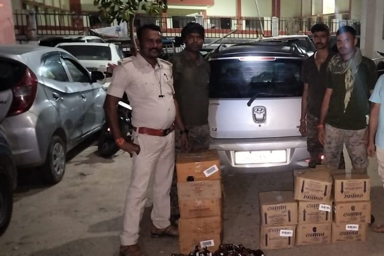 औरंगाबाद में उत्पाद विभाग की बड़ी कार्रवाई, शराब लदी हुंडई कार जब्त, ड्राइवर फरार