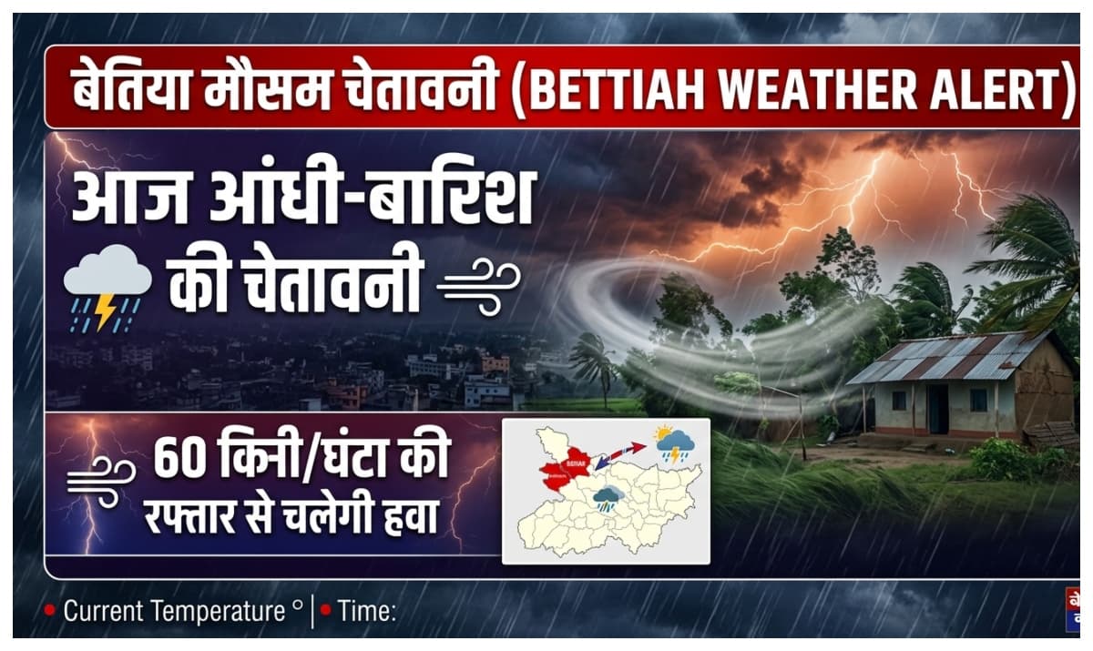 Bettiah Weather Alert: рдЖрдЬ рдЖрдВрдзреА-рдмрд╛рд░рд┐рд╢ рдХреА рдЪреЗрддрд╛рд╡рдиреА, 60 рдХрд┐рдореА рдХреА рд░рдлреНрддрд╛рд░ рд╕реЗ рдЪрд▓реЗрдЧреА рд╣рд╡рд╛