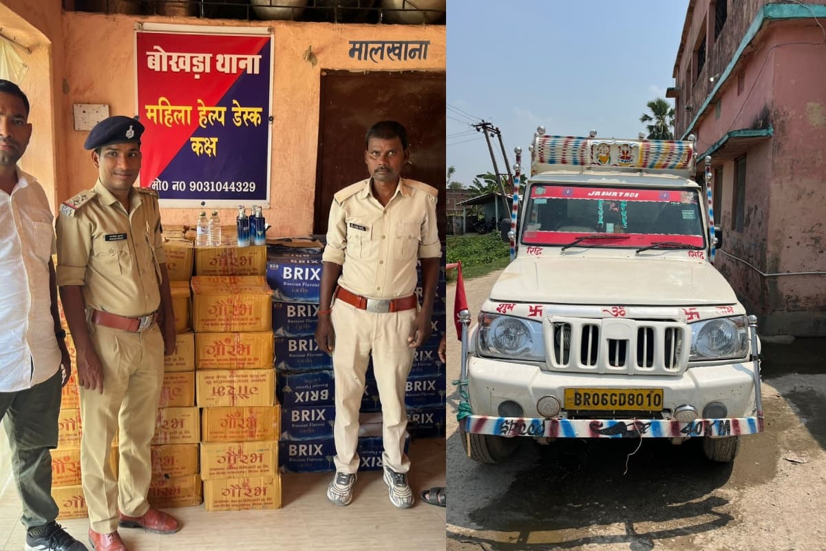 सीतामढ़ी: बोखड़ा पुलिस ने 1200 लीटर नेपाली शराब से लदी पिकअप की जब्त, तस्कर फरार