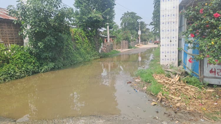सड़क पर जमा बारिश का पानी दे रहा बीमारी को दावत