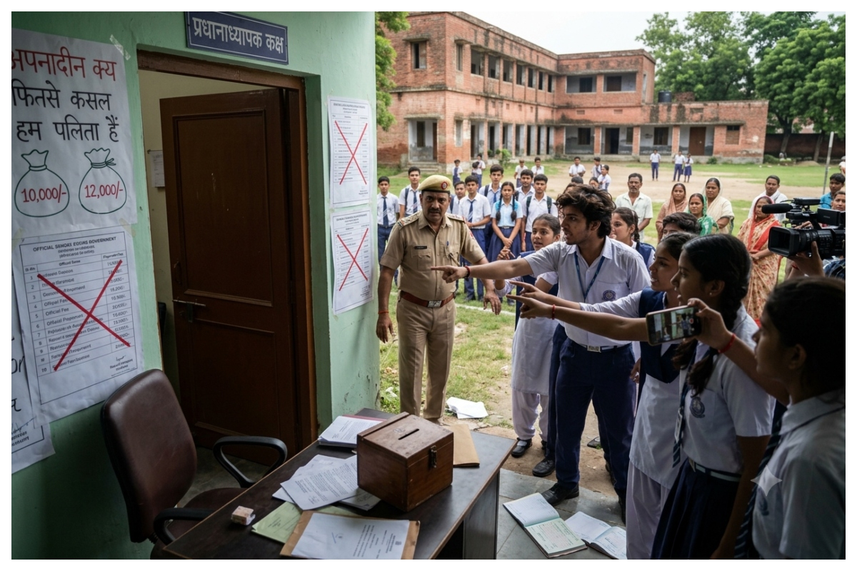 नामांकन में अवैध वसूली का आरोप, हाईस्कूल में छात्रों का हंगामा, हेडमास्टर का वीडियो वायरल