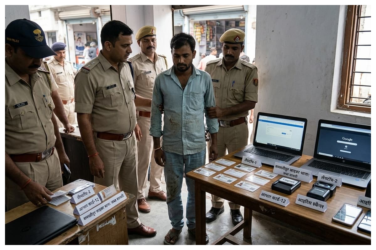 Cyber police busted alleged fake Aadhaar centre in Tajpur and arrested one accused Cyber police busted alleged fake Aadhaar centre in Tajpur and arrested one accused
