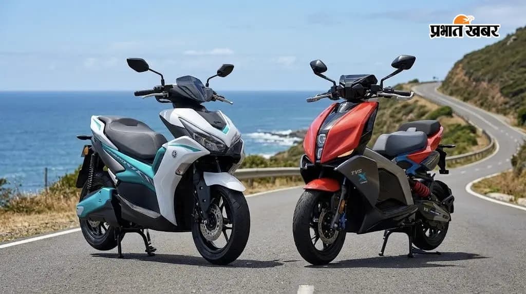 Yamaha Aerox E और TVS X में कौन बेस्ट? (Image Credit: Gemini) Yamaha Aerox E और TVS X में कौन बेस्ट? (Image Credit: Gemini)
