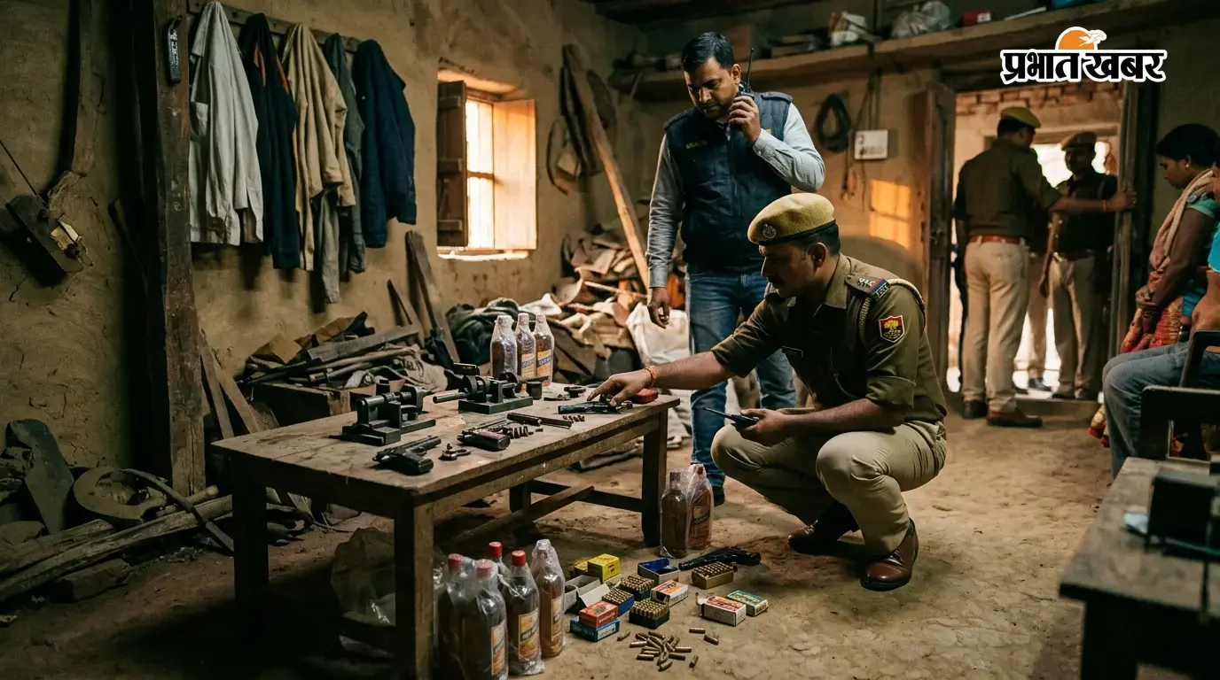 मिनी गन फैक्ट्री का भंडाफोड़, हथियार-कारतूस बरामद मिनी गन फैक्ट्री का भंडाफोड़, हथियार-कारतूस बरामद
