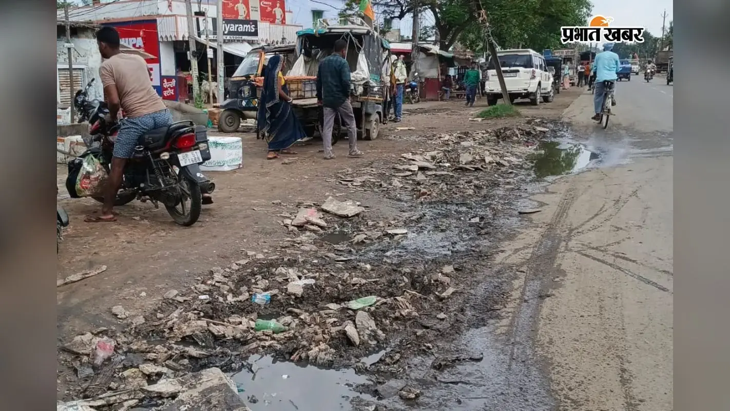 सडक पर फैली गंदगी. सडक पर फैली गंदगी.