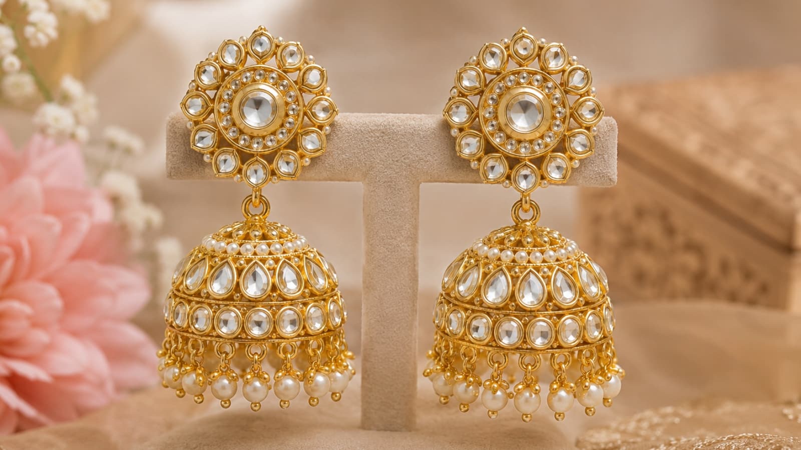 Kundan Gold Jhumka Design(AI Image)