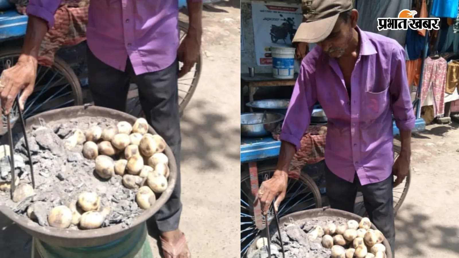 थाना चौक बन लिट्टी बनाता दुकानदार थाना चौक बन लिट्टी बनाता दुकानदार