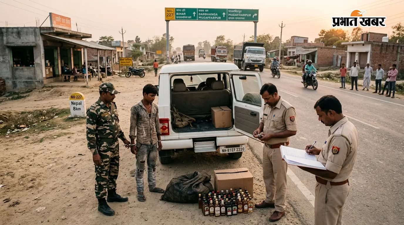 नेपाल से शराब लाते दो तस्कर पुलिस गिरफ्त में, 60 बोतल जब्त नेपाल से शराब लाते दो तस्कर पुलिस गिरफ्त में, 60 बोतल जब्त