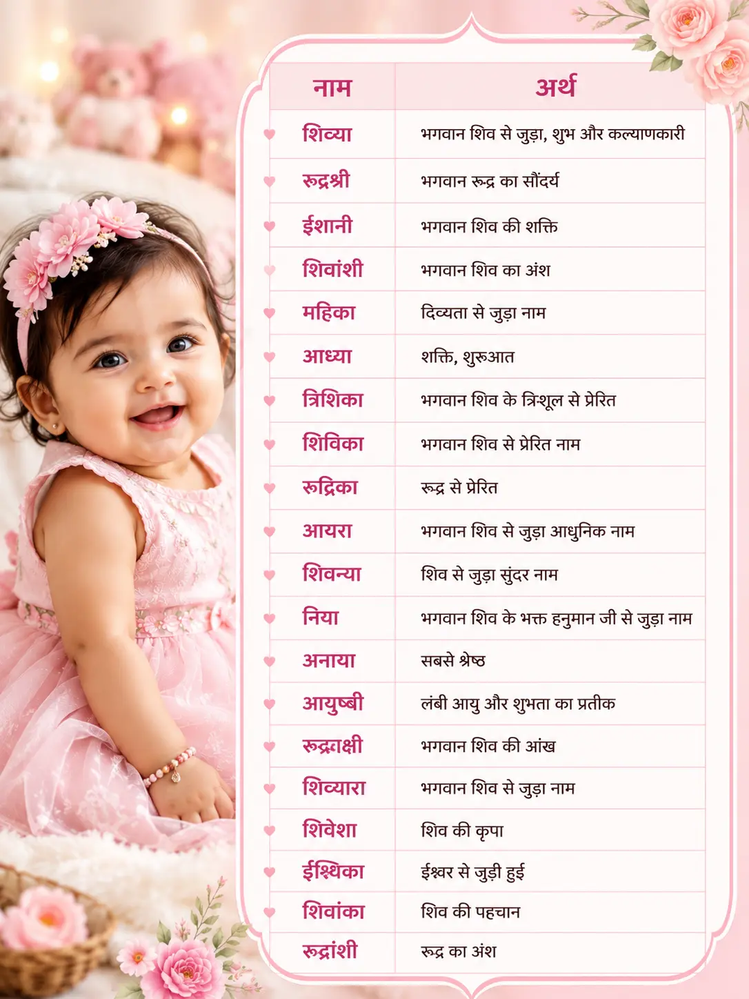 Lord Shiva Baby Girl Names, pc - AI