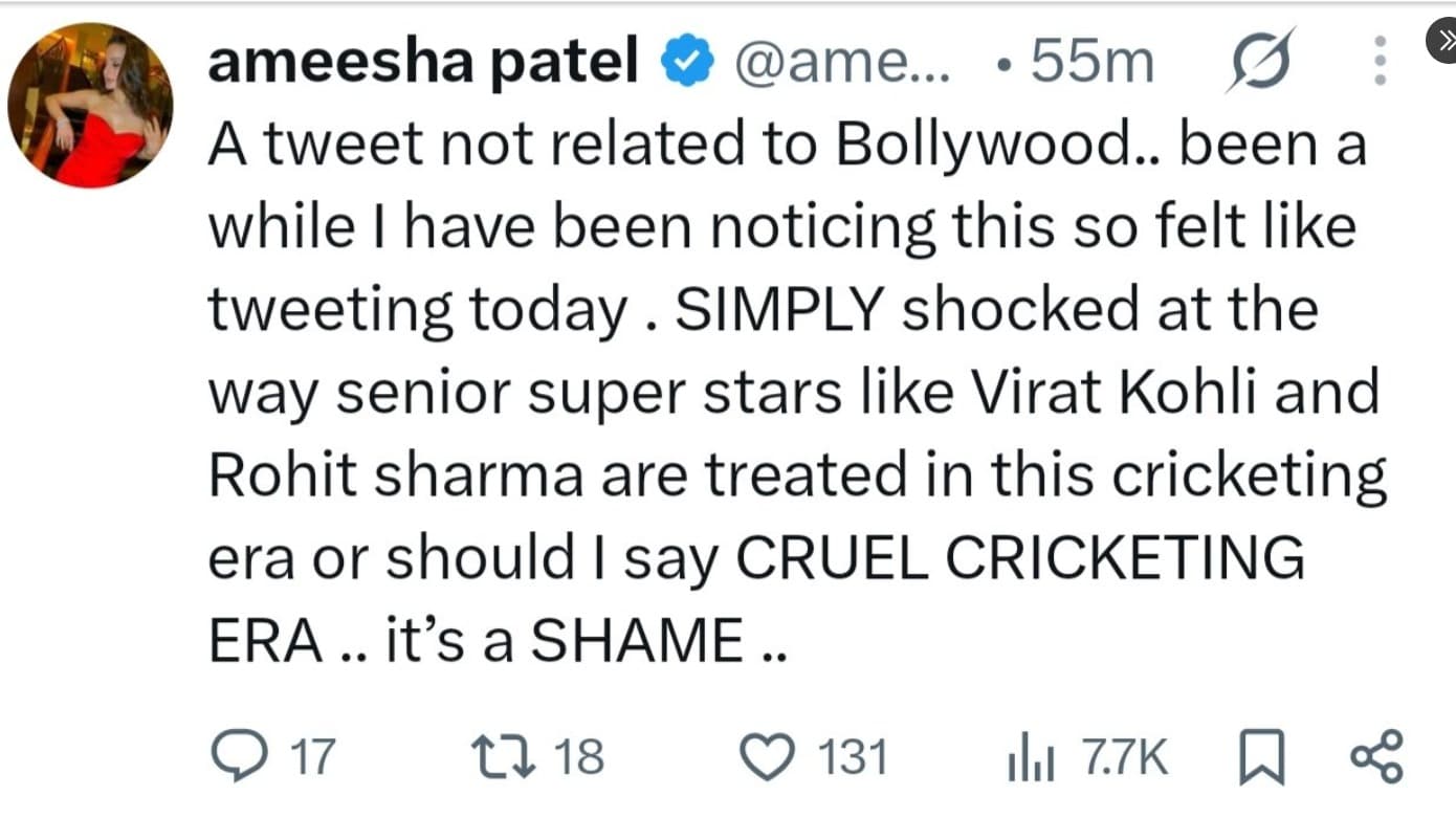 अमीषा पटेल ट्वीट स्क्रीनशॉट, फोटो-X