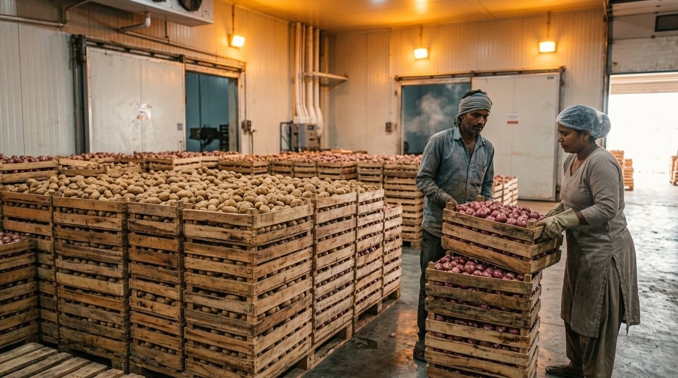 कोल्ड स्टोर में आलू प्याज का भंडारण