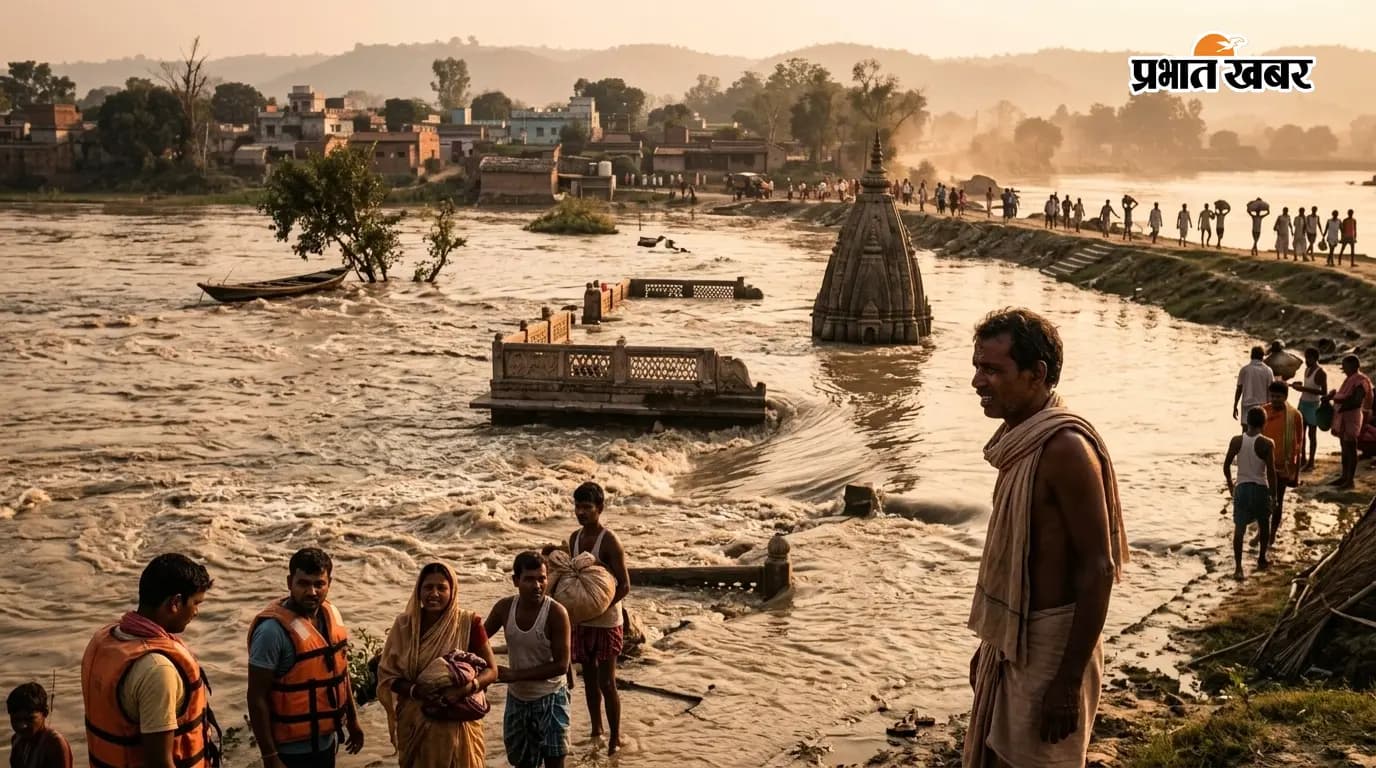 बूढ़ी गंडक का रौद्र रूप, आश्रम घाट डूबा, चंदवारा के मोहल्लों पर मंडराया बाढ़ का खतरा