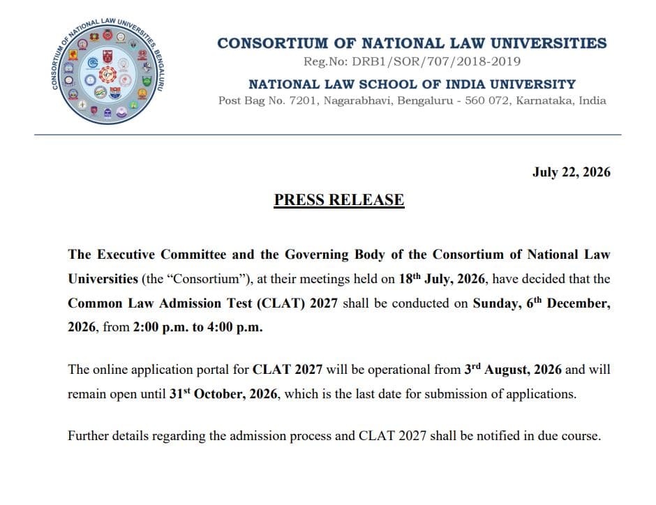 CLAT 2027 Notice