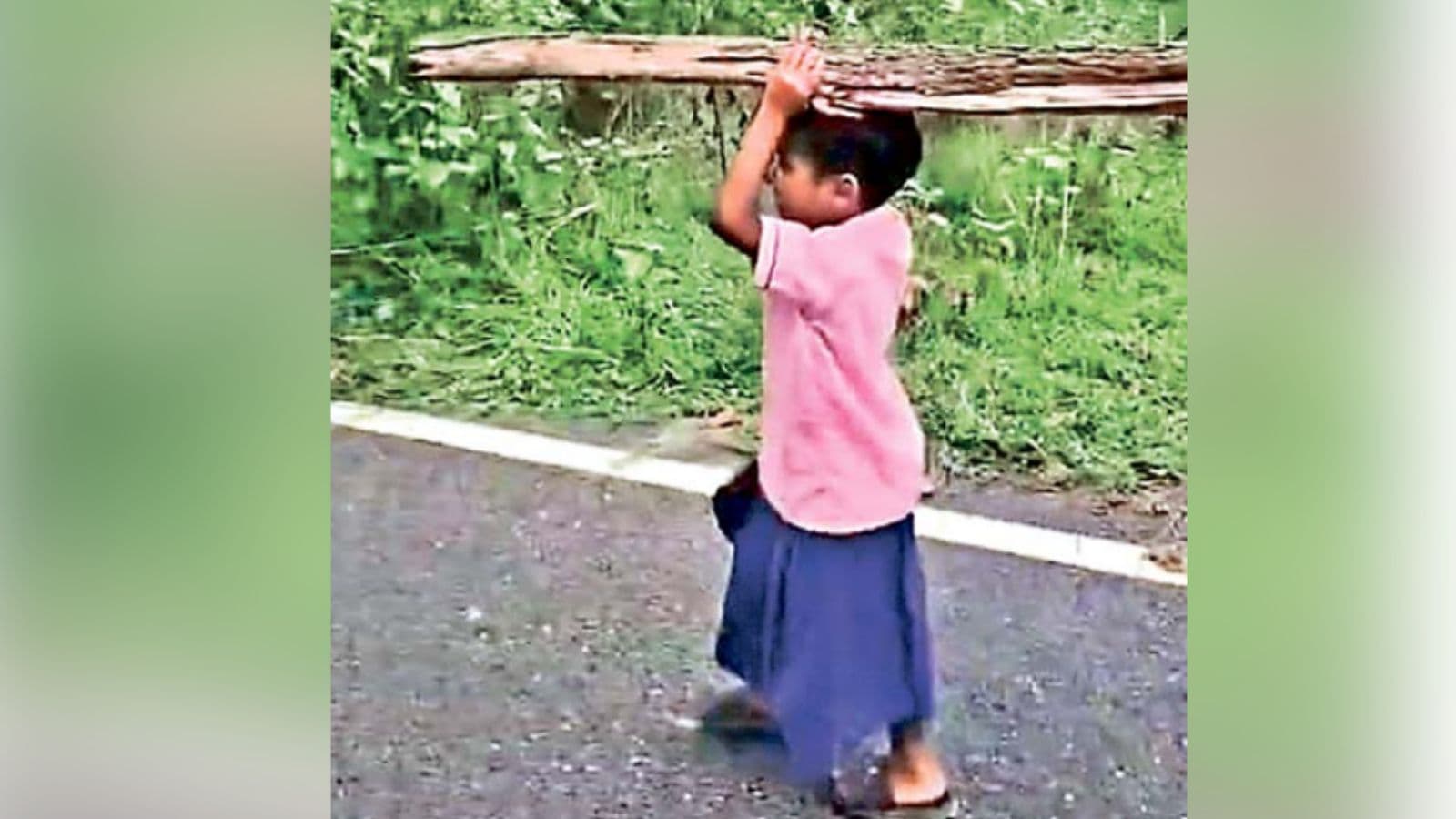 स्कूली बच्चों से डेढ़ किमी तक ढुलवायी जलावन की लकड़ी