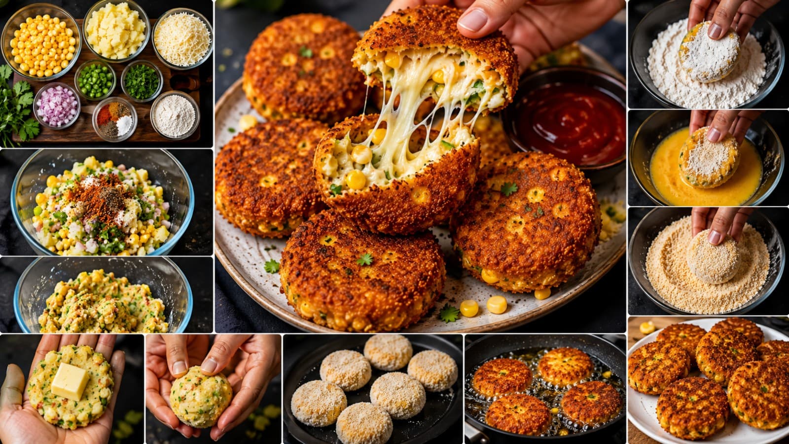 cheesy corn cutlet recipe