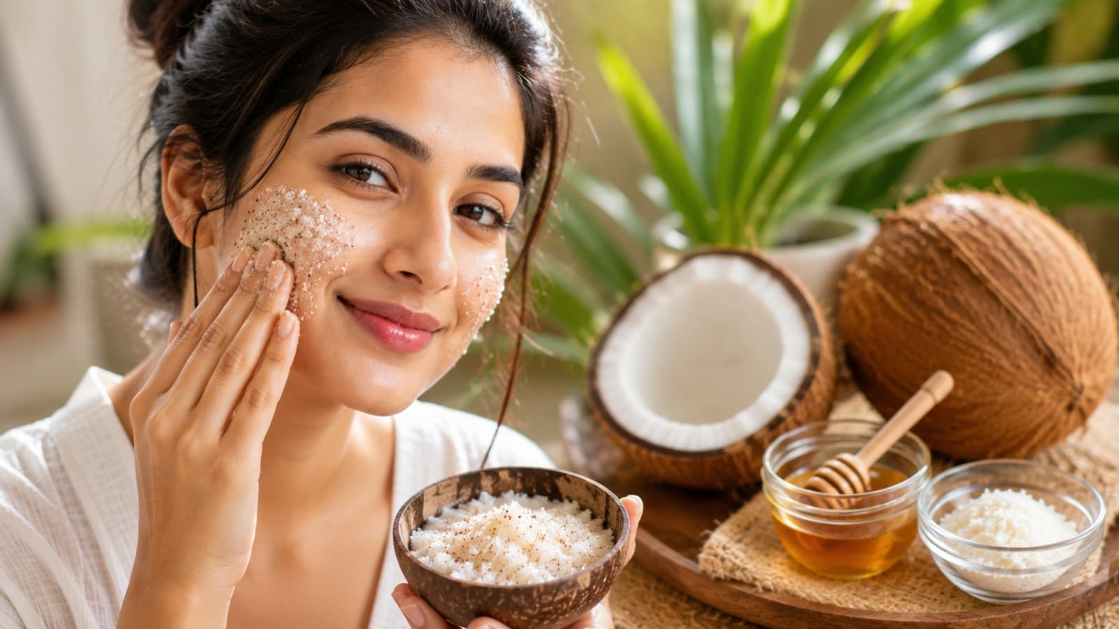DIY coconut face scrub